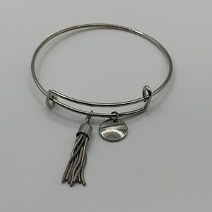 Silver-tone Bangle Bracelet with Tassel Charm